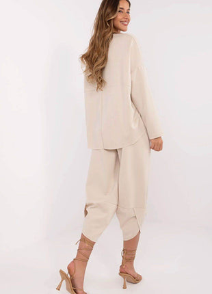 Women's Casual Tracksuit Set with High-Waist Pants & Long Sleeve Sweatshirt - MimiStylez