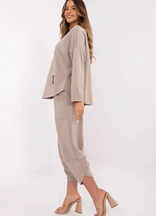 Women's Casual Tracksuit Set with High-Waist Pants & Long Sleeve Sweatshirt - MimiStylez