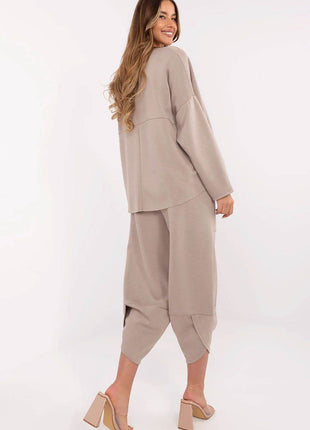 Women's Casual Tracksuit Set with High-Waist Pants & Long Sleeve Sweatshirt - MimiStylez