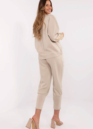 Comfort & Style Women’s Two-Piece Set with Golden Sleeve Detail - MimiStylez