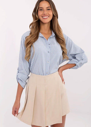 Elegant High-Waisted Skirt Shorts with Pleated Front & Wide Legs - MimiStylez