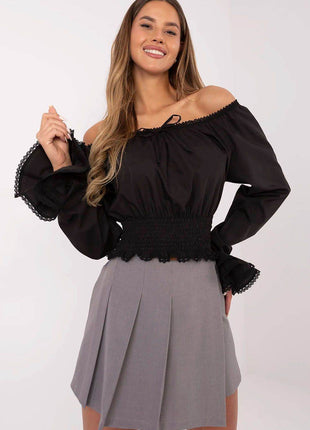 Elegant High-Waisted Skirt Shorts with Pleated Front & Wide Legs - MimiStylez