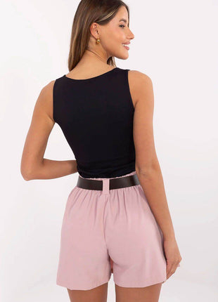 Women's Casual Skirt Shorts with Pleated Front & High Waist Belt - MimiStylez