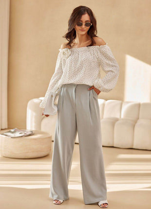 Spanish-Style Blouse with Puffy Sleeves & Rose Detail - MimiStylez