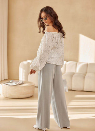 Spanish-Style Blouse with Puffy Sleeves & Rose Detail - MimiStylez