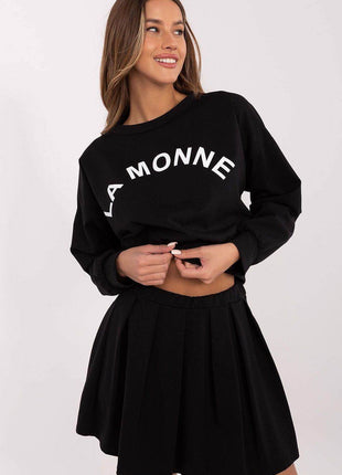 Women's Sweatshirt and Pleated Mini Skirt Set – Casual Comfort with Trendy Style - MimiStylez