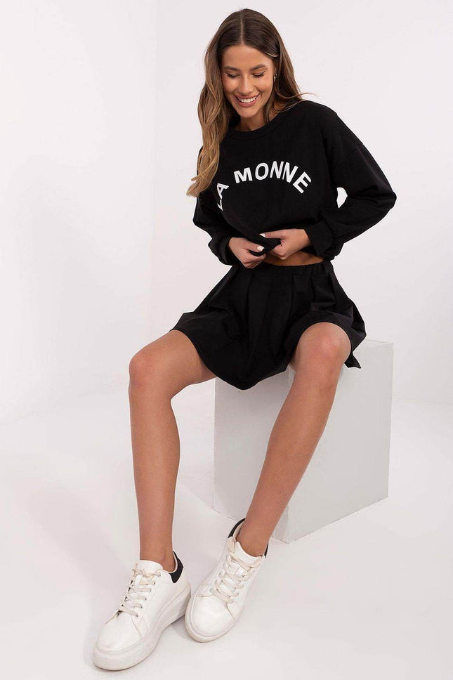Women's Sweatshirt and Pleated Mini Skirt Set – Casual Comfort with Trendy Style - MimiStylez