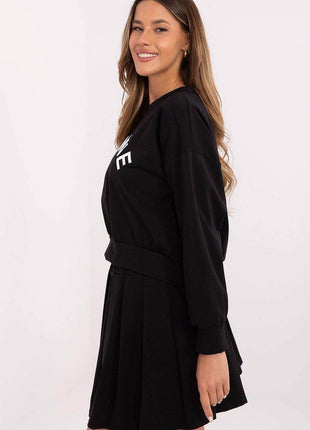 Women's Sweatshirt and Pleated Mini Skirt Set – Casual Comfort with Trendy Style - MimiStylez