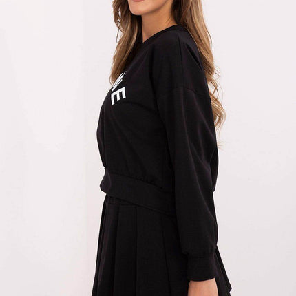 Women's Sweatshirt and Pleated Mini Skirt Set – Casual Comfort with Trendy Style - MimiStylez