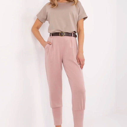 Elegant High-Waist Sweatpants with Belt – Ribbed Cuffs & Side Pockets - MimiStylez