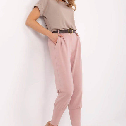Elegant High-Waist Sweatpants with Belt – Ribbed Cuffs & Side Pockets - MimiStylez