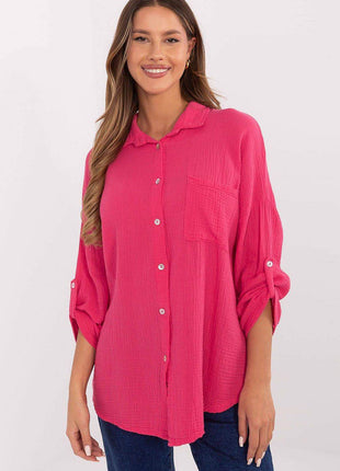 Women's Cotton Muslin Shirt – Lightweight, Breathable & Versatile Everyday Style with Roll-Up Sleeves - MimiStylez