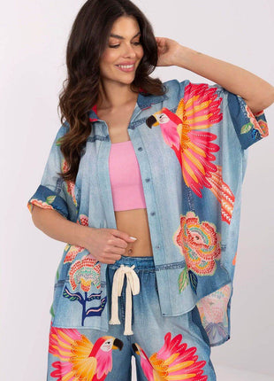 Colorful Floral Printed Viscose Shirt - MimiStylez