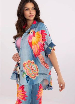 Colorful Floral Printed Viscose Shirt - MimiStylez