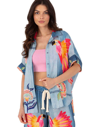 Colorful Floral Printed Viscose Shirt - MimiStylez