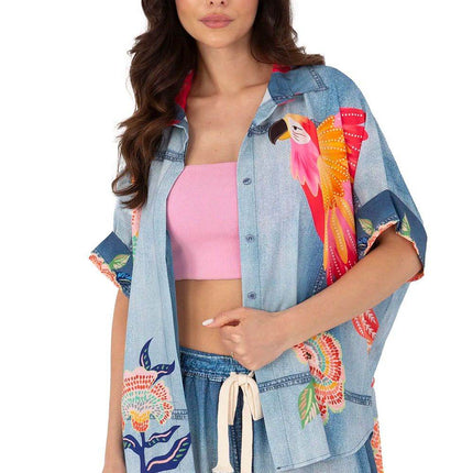 Colorful Floral Printed Viscose Shirt - MimiStylez