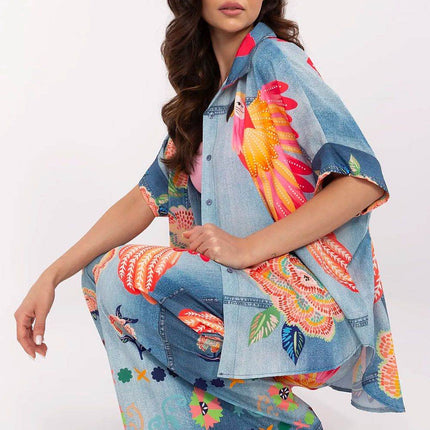Colorful Floral Printed Viscose Shirt - MimiStylez