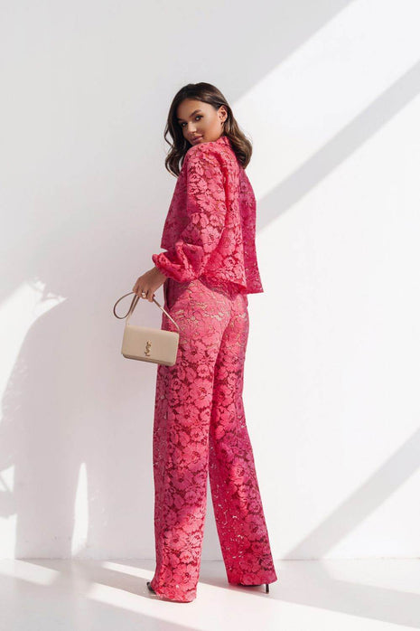 100% Cotton Three-Piece Elegant Lace Set with Camisole and Pants - MimiStylez