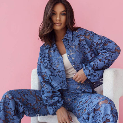 100% Cotton Three-Piece Elegant Lace Set with Camisole and Pants - MimiStylez