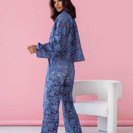 100% Cotton Three-Piece Elegant Lace Set with Camisole and Pants - MimiStylez