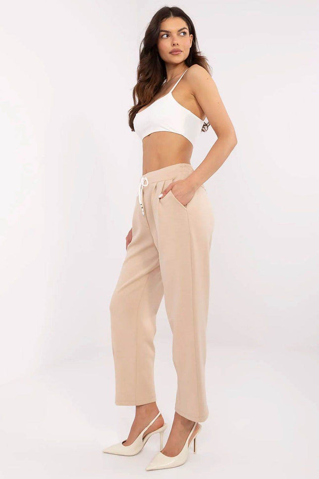 High-Waisted Straight-Leg Sweatpants – Minimalist Style with Tie Waist & Pockets - MimiStylez