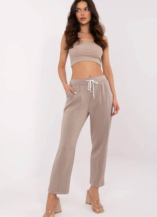 High-Waisted Straight-Leg Sweatpants – Minimalist Style with Tie Waist & Pockets - MimiStylez