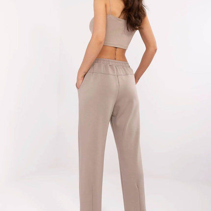 High-Waisted Straight-Leg Sweatpants – Minimalist Style with Tie Waist & Pockets - MimiStylez
