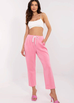 High-Waisted Straight-Leg Sweatpants – Minimalist Style with Tie Waist & Pockets - MimiStylez