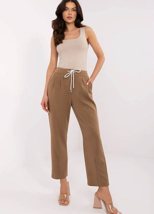High-Waisted Straight-Leg Sweatpants – Minimalist Style with Tie Waist & Pockets - MimiStylez