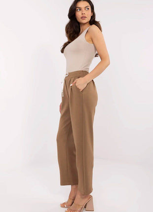 High-Waisted Straight-Leg Sweatpants – Minimalist Style with Tie Waist & Pockets - MimiStylez