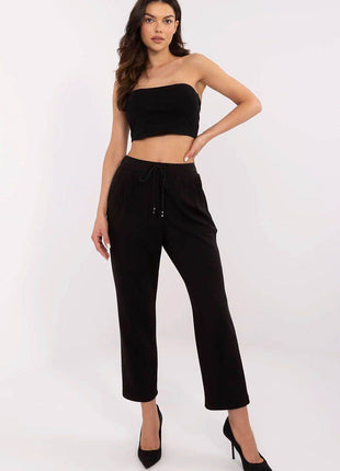 High-Waisted Straight-Leg Sweatpants – Minimalist Style with Tie Waist & Pockets - MimiStylez