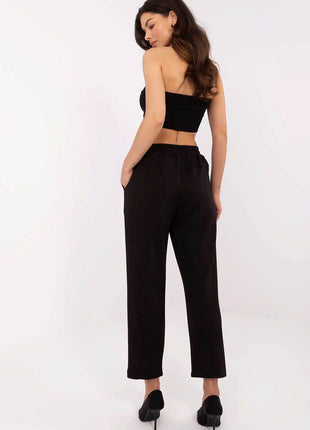 High-Waisted Straight-Leg Sweatpants – Minimalist Style with Tie Waist & Pockets - MimiStylez