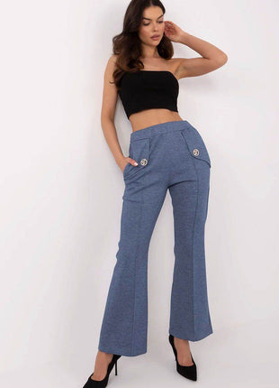 Women's High-Waisted Bell-Leg Sweatpants – Side Pockets & Detachable Brooches - MimiStylez