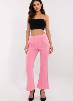 Women's High-Waisted Bell-Leg Sweatpants – Side Pockets & Detachable Brooches - MimiStylez