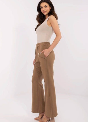 Women's High-Waisted Bell-Leg Sweatpants – Side Pockets & Detachable Brooches - MimiStylez