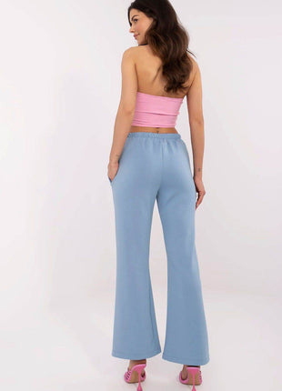 Women's High-Waisted Bell-Leg Sweatpants – Side Pockets & Detachable Brooches - MimiStylez