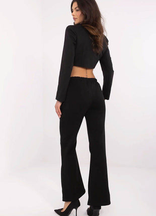 Women's High-Waisted Bell-Leg Sweatpants – Side Pockets & Detachable Brooches - MimiStylez