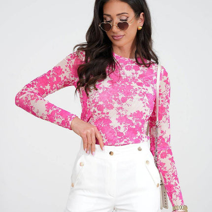 Tulle Blouse with Long Sleeves & Colorful Print – Light, Elegant & Versatile - MimiStylez