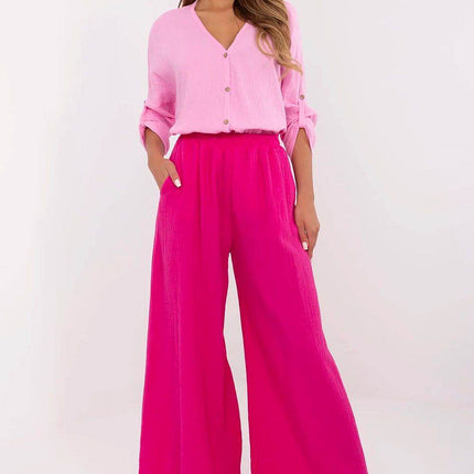 Light Cotton Muslin Palazzo Trousers – Wide-Leg, High-Waist Pants with Pockets - MimiStylez