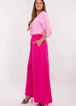 Light Cotton Muslin Palazzo Trousers – Wide-Leg, High-Waist Pants with Pockets - MimiStylez