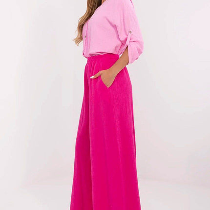 Light Cotton Muslin Palazzo Trousers – Wide-Leg, High-Waist Pants with Pockets - MimiStylez