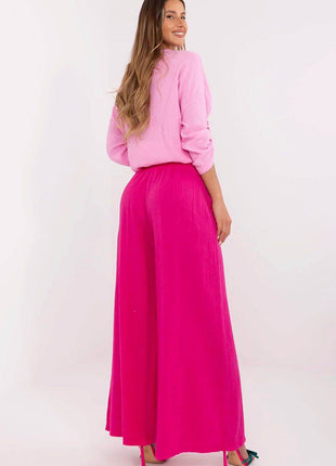 Light Cotton Muslin Palazzo Trousers – Wide-Leg, High-Waist Pants with Pockets - MimiStylez