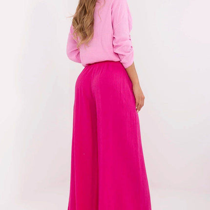 Light Cotton Muslin Palazzo Trousers – Wide-Leg, High-Waist Pants with Pockets - MimiStylez