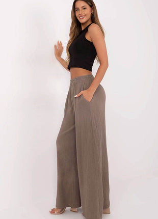 Light Cotton Muslin Palazzo Trousers – Wide-Leg, High-Waist Pants with Pockets - MimiStylez