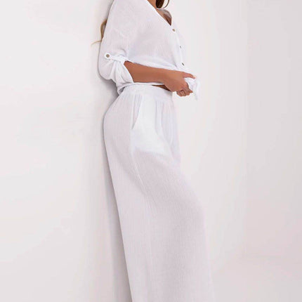 Light Cotton Muslin Palazzo Trousers – Wide-Leg, High-Waist Pants with Pockets - MimiStylez