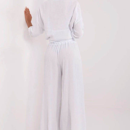 Light Cotton Muslin Palazzo Trousers – Wide-Leg, High-Waist Pants with Pockets - MimiStylez