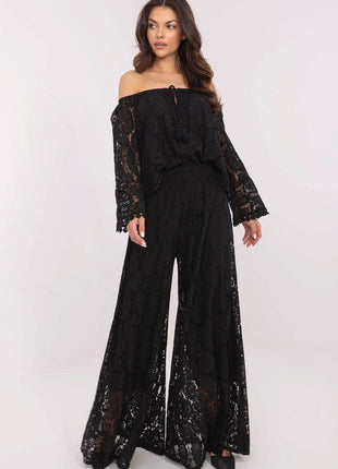 Elegant Lace Palazzo Pants – High-Waisted, Wide-Leg Trousers with Lining - MimiStylez