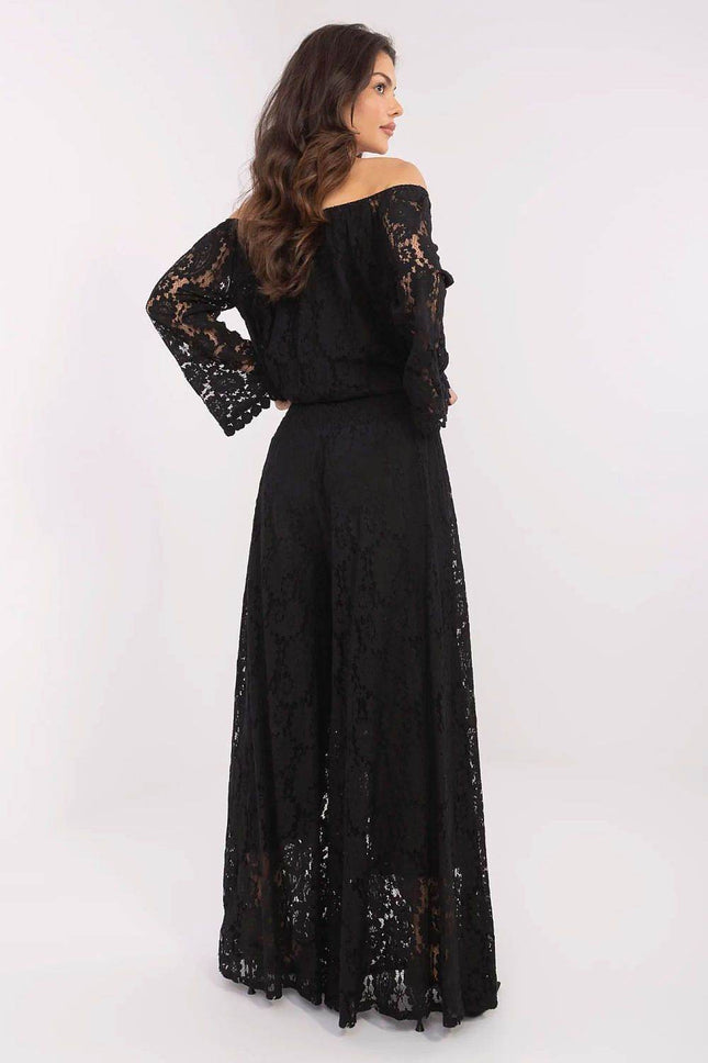 Elegant Lace Palazzo Pants – High-Waisted, Wide-Leg Trousers with Lining - MimiStylez