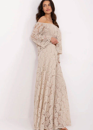 Elegant Lace Palazzo Pants – High-Waisted, Wide-Leg Trousers with Lining - MimiStylez