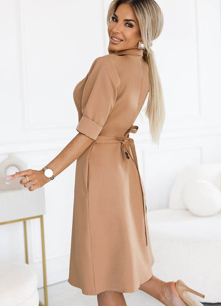 Flared Shirt Dress in Soft, Stretch-Blend Fabric - MimiStylez